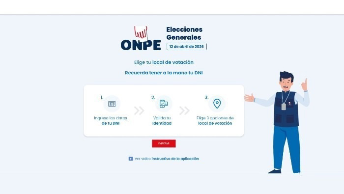 ONPE habilita plataforma para elegir local de votación